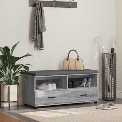 vidaXL Hallenbank met kussen met lade Grijze Sonoma 100 x 38 x 46 cm