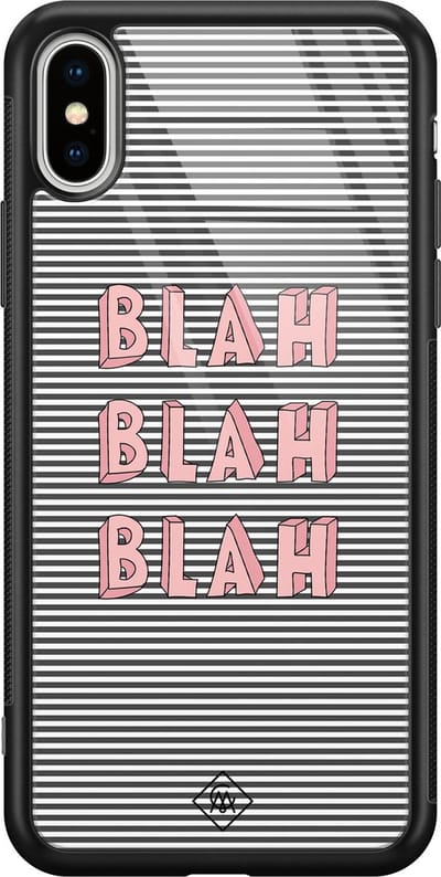 Casimoda® hoesje - Geschikt voor iPhone Xs Max - Blah Blah Blah - Luxe Hard Case Zwart - Backcover telefoonhoesje - Wit