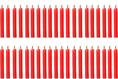 Set van 40 Rituele Kaarsen (Rood) - Geurloos en Druppelvrij