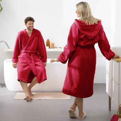 Moodit Badjas Reese, Donker Rood - S - Unisex - Katoen/Polyester