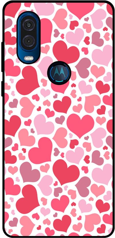 Smartphonica Telefoonhoesje Geschikt voor Motorola One Vision met Hartjes Print - Hearts Design TPU Backcover Case - Kinder Hoesje met Hartjes Design geschikt voor Motorola One Vision