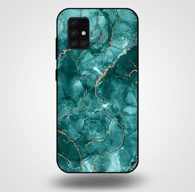 Smartphonica Telefoonhoesje voor Samsung Galaxy A71 5G met marmer opdruk - TPU backcover case marble design - Goud Groen geschikt voor Samsung Galaxy A71 5G