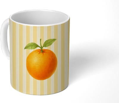 Mok - Koffiemok - Sinaasappel - Strepen - Oranje - Zomers - Mokken - 350 ML - Beker - Koffiemokken - Theemok