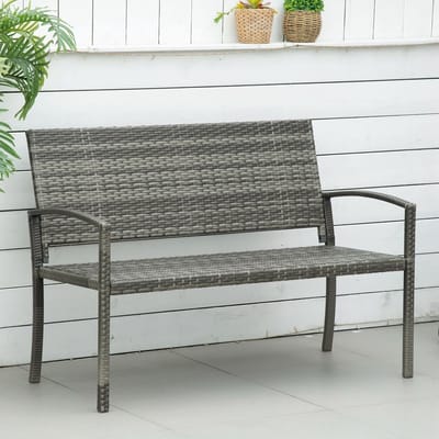 STILVORA Tuinbank 122 cm - 2-Zits Met Rugleuning En Armleuningen - Voor Balkon, Tuin En Terras - Staal En Polyrattan - Grijs