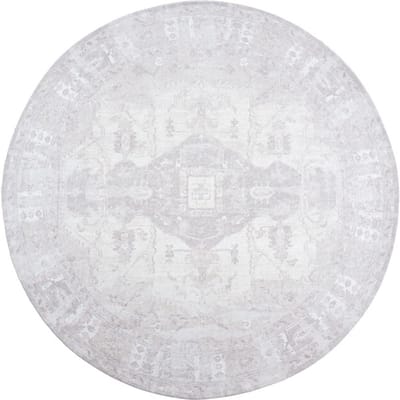 Vloerkleed Serap Rond ø200 cm - Design Vloerkleed met Botanisch Bladpatroon in Scandinavische Stijl