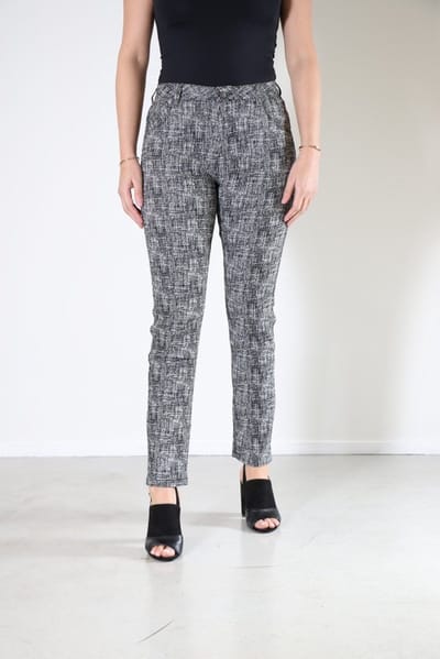 New Star dames broek - broek tweed dames - Canberra - tweed broek - zwart - Lengte 31 - maat 28
