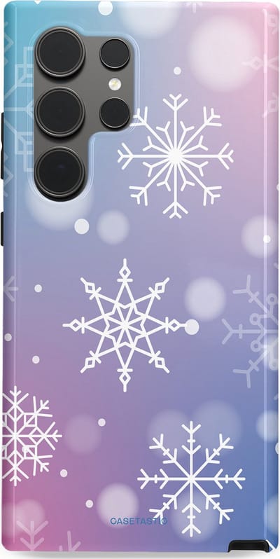 Casetastic hoesje geschikt voor Samsung Galaxy S24 Ultra - Dubbellaagse bescherming - Snowy Winter Gloed - Fashion Case - Lila Lichtgrijs Lichtblauw Lichtroze