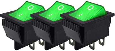 ProRide Wipschakelaar ON-OFF KCD4-202 - 2 Polig - 250V/16A - 30x22mm - Groen met controlelampje - 3 stuks