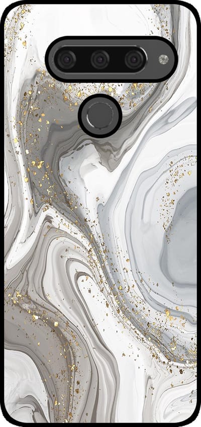 Smartphonica Telefoonhoesje Geschikt voor LG V40 met marmer opdruk - TPU backcover case marble design - Zilver geschikt voor LG V40