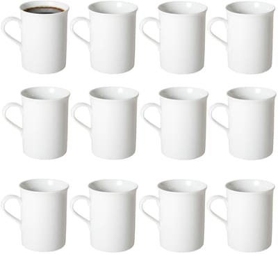 Gerimport Koffie / thee mok Porto - 12x stuks - wit - 290 ml - mokken - keramiek
