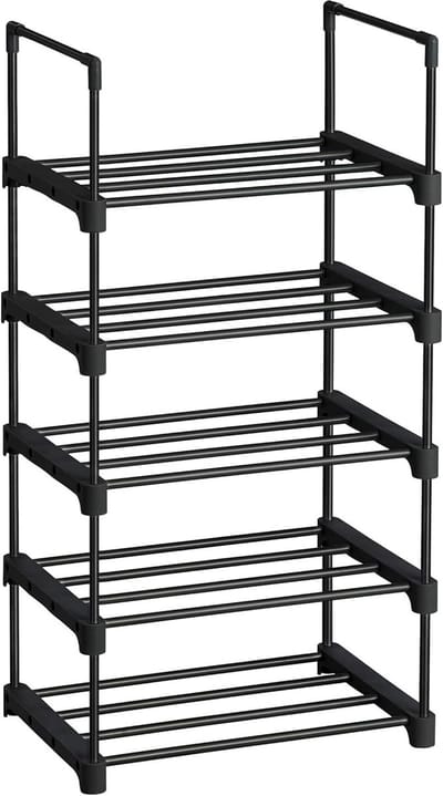 MAZAZU - Schoenenrek - Opslagkast - Metaal - Zwart - 45x30x89.5