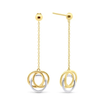 New Bling - 9NBG-0820 - gouden oorbelhangers 3 cirkels - witgoud, geelgoud en roségoud - 14 karaat
