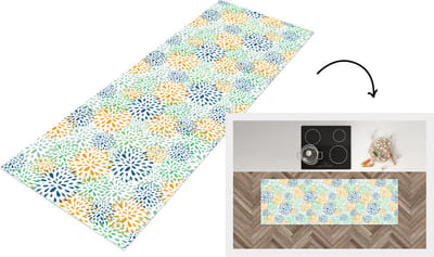 Keukenloper - Loper keuken - Vuurwerk - Bloemen - Regenboog - Patronen - 150x50 cm - Keukenloper vinyl