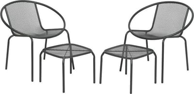 Vigo balkonset antraciet stoelen + voetenbank
