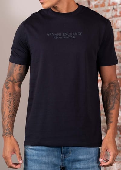 Printed Short Sleeve Round Neck T-shirt - Blue Shirts