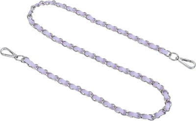 Tas met lederen band en platte ijzeren ketting voor schoudertas - paarse riem en zilveren ketting, ideaal voor dagelijks gebruik en stijlvol vervoer van essentials