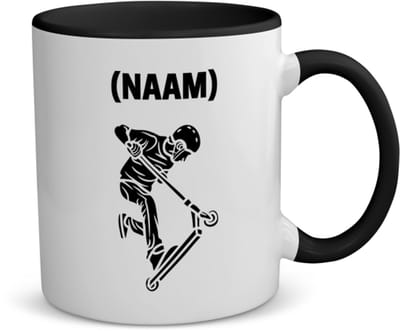 Akyol - step met eigen naam koffiemok - theemok - zwart - Sport - skaters - skaten - 350 ML inhoud