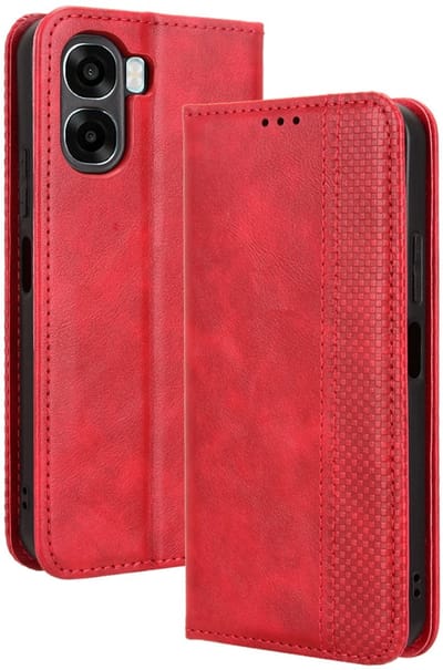 Coverup Hoesje - Geschikt voor OPPO A6x 4G / 5G Hoesje - Coverup Vintage Style Book Case - Rood