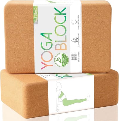 Yogablokken Kurk Set - Fitness Hulpmiddel - Oefeningen Ondersteunen - Natuurlijk & Veilig Materiaal - 2 Stuks 22.5cm - Natuurlijk