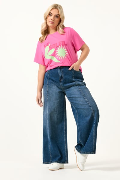 Yours Blauwe Palazzo Jeans Met Naad Aan De Voorkant En Wijde Pijpen Size 42