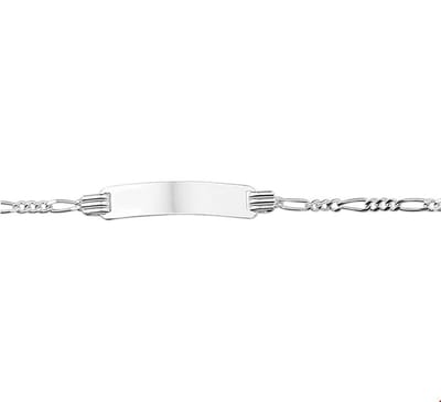 The Jewelry Collection Graveerarmband - Figaro 4,8 mm 13 - 15 cm - Zilver