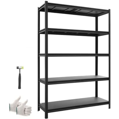 VEVOR Zwaar Uitgevoerde Stellingkast 1230x465x1813mm, Draagvermogen 1134kg, Stalen Frame en 5 Verstelbare Schappen, Modulaire Stellingkast Als Werkbank, Flexibele Metalen Stellingkast voor Kelder, Garage, Werkplaats
