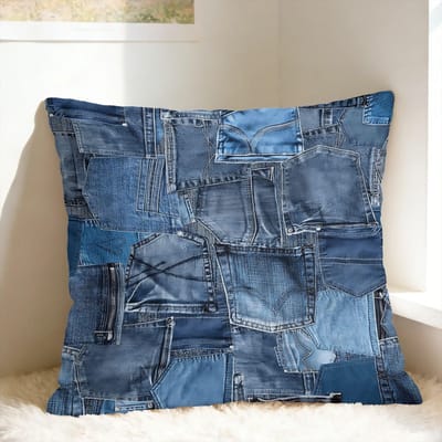 Foto Van Oude Jeans Kussensloop Vierkante Kussenhoes Grappige Kussenhoes Voor Woonkamer Bank 30x50cm