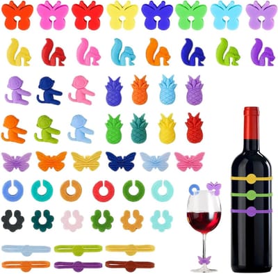 Herbruikbare Glazen Markers Set van 50 - Silicone Wijnglas Markeringen voor Feesten, Bruiloften en Bargebruik
