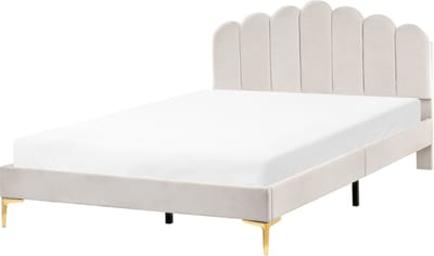 SAUVIAN - Bed - Gebroken wit - 160 x 200 cm - Fluweel