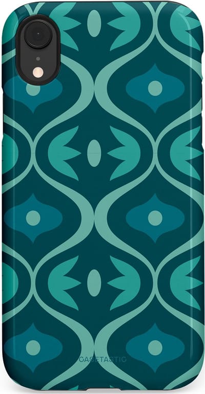 Casetastic hoesje geschikt voor Apple iPhone XR - Dubbellaagse bescherming - Decoratief Blauwgroen - Fashion Case - Petrol