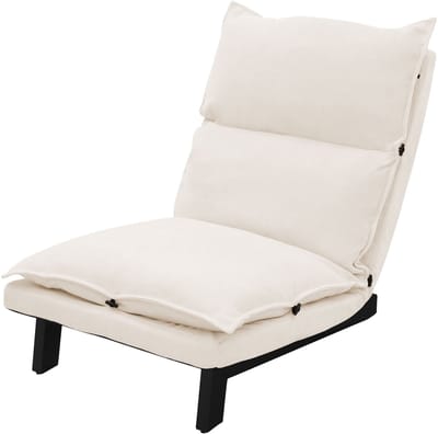 Vloerstoel Beige Vloerstoel gestoffeerd met verstelbare rugleuning Linnen bekleding Robuust stalen frame ML design