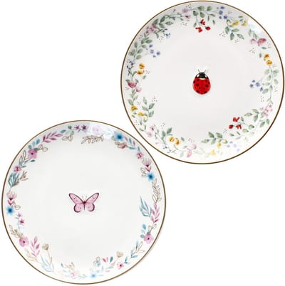 FANCY GARDEN Lieveheersbeestje & Vlinder Taartbord Ø16,3cm van Porselein – R1372#FGAR