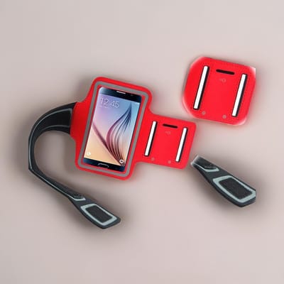 Handige Mobielhouder Arm Voor Hardlopen - Rood - Armband - Telefoonhouder - Muziek - Joggen - Sporten - Fitness - Cardio – Rode armband – Telefoonhouder – hardlopen en joggen – Gemakkelijk te bevestigen – muziek en fitness