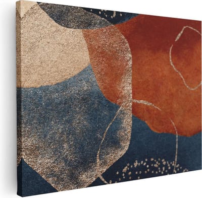 Artaza Canvas Schilderij Abstracte Kunst - 40x30 cm - Klein - Muurdecoratie Woonkamer - Wanddecoratie Geometrisch - Kamer Accessoires Blauw