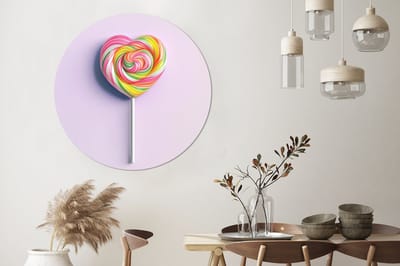 WallCircle - Wandcirkel - Muurcirkel - Hart - Lolly - Snoep - Aluminium - Dibond - 140x140 cm - Binnen en Buiten