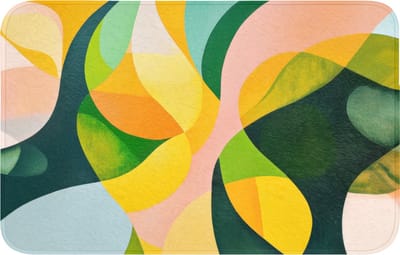 Badmat 80x50 cm - Antislip - Abstract - Geel - Roze - Groen - Badmatten voor badkamer - Badkamermat - Douchemat - Badkamer mat