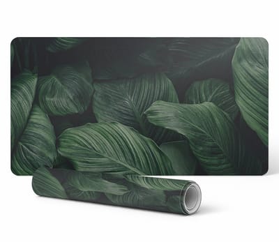 Beschermende mat voor bureau/tafelblad met tropische bladeren, 90x45 cm