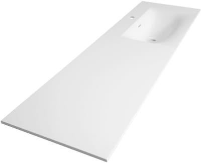 Brauer Glacier Wastafel Asymmetrisch - 160 cm - met 1 Spoelbak Rechts en 1 Kraangat - Fine Stone Mat Wit