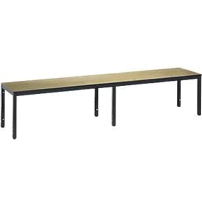 Kleedbank Basic Plus, voor vochtige ruimtes, zonder rugleuning, 6-poots onderstel zwartgrijs RAL 7021, zonder schoenenrek, B 1960 mm, decor eiken Serrano
