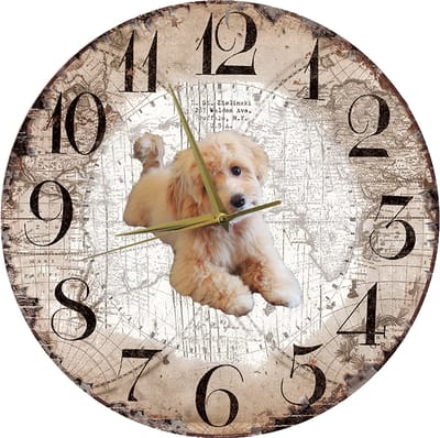 Houten Klok - 30cm - Hond - Maltipoo