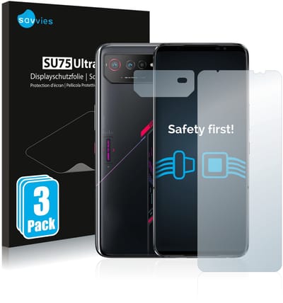 Savvies - Screenprotector voor ASUS ROG Phone 6 (Voor+Camera) - Folie Beschermfolie transparant 6 Stuks