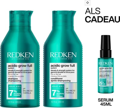 Redken Acidic Grow Full System Duo + Cadeau - Shampoo 300ml + Conditioner 300ml + Serum 30ml - Dun futloos haar