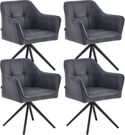 Colenis® - Pearl Eetkamerstoel - Set Van 4 - Antraciet - Microfiber Stof - Microvezel - Industrieel