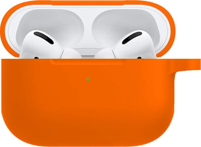 Hoesje - Geschikt voor Apple Airpods Pro - met Clip - Siliconen Hoes - Silicone Case Cover - Oranje