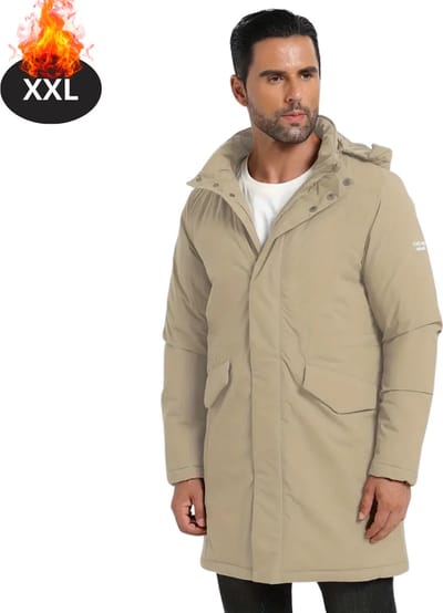 Livano Winterjas - Parka - Heren - Winter - Jas - Volwassen - Stijlvol - Khaki - XXL
