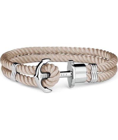 Paul Hewitt Armband PHREP Anker zilveren Nylon Hazelnoot S PH-PH-N-S-S-H-S