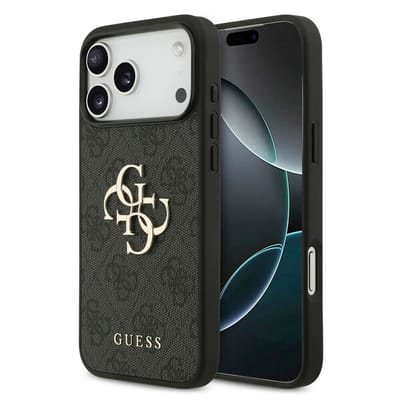 Guess Back Cover - iPhone 17 Pro - Zwart - Slank Design - Verhoogde Randen