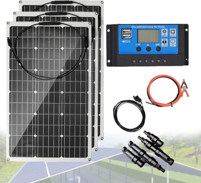 Zonnepaneel Set - Flexibel Paneel - Energie Opwekken - Dubbele USB Poorten - 150W Vermogen - Zwart