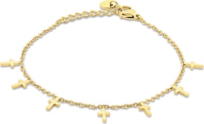 CO88 Collection - 8CB-91350 - schakelarmband vrouwen met kruizen - goudkleurig