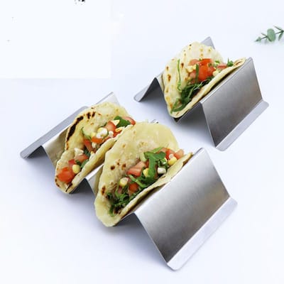 Grensoverschrijdende spot Mexicaanse pizza houder W-vormige 430 roestvrijstalen taco houder keuken restaurant beige